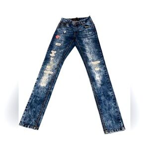 Trendy Distressed Blue Skinny Jeans